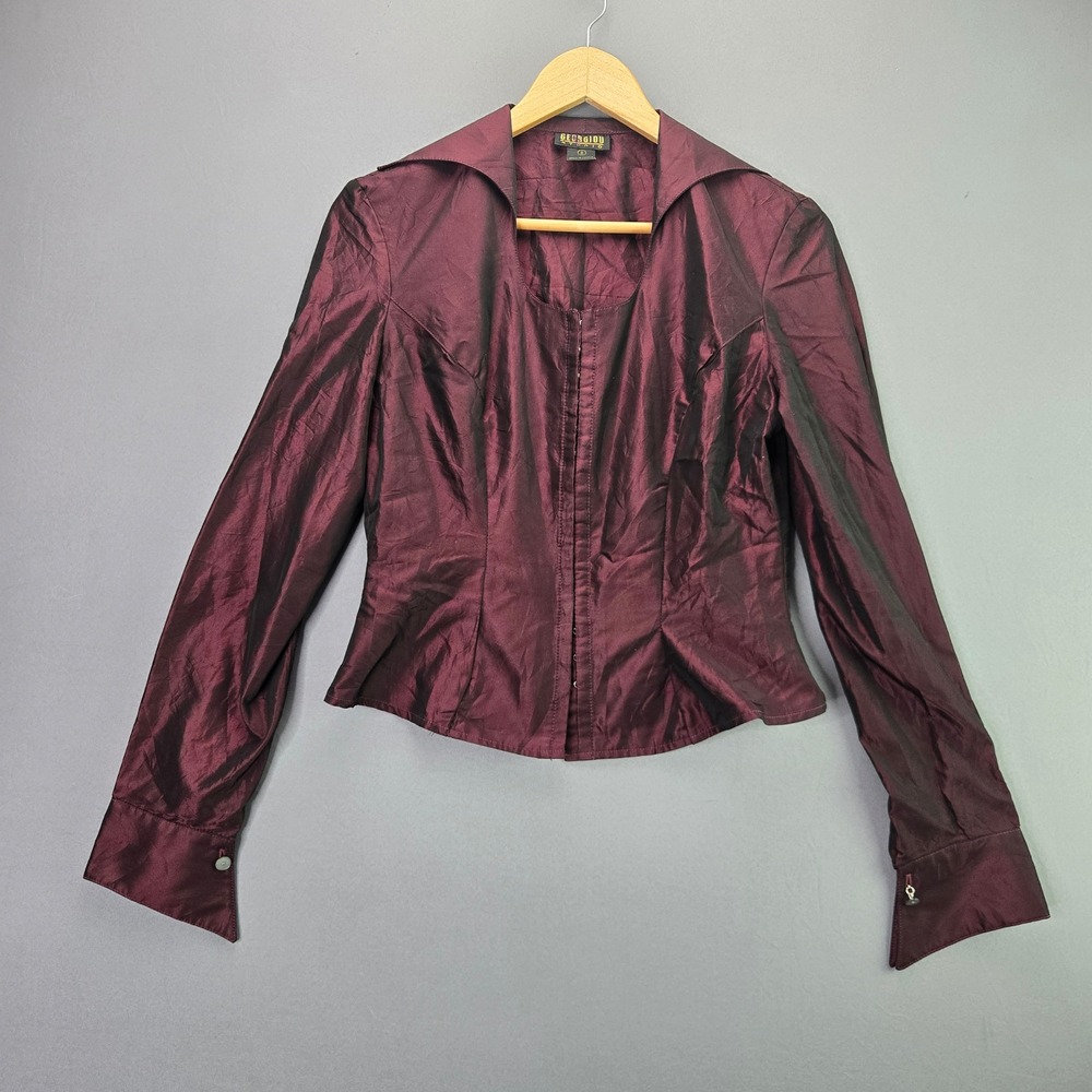 Georgiou Studio 2pc Set Skirt Jacket 6 Burgundy Iridescent Vintage Y2K Formal